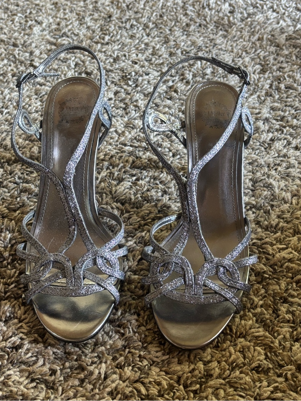 Silver Sparkly Women's Strappy Heels